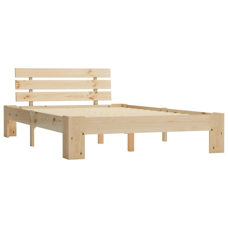 vidaXL Bed Frame Solid Pine Wood, Beige, 120 x 200 cm