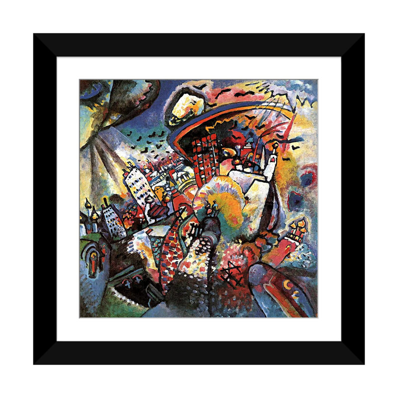 "Moscow II" par Wassily Kandinsky, impression sur toile, H 16 po x l 16 po x P 1 po, Papier d'art encadré noir, Blanc