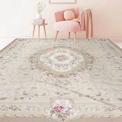 Tapis beige et beige noué à la main de haute qualité