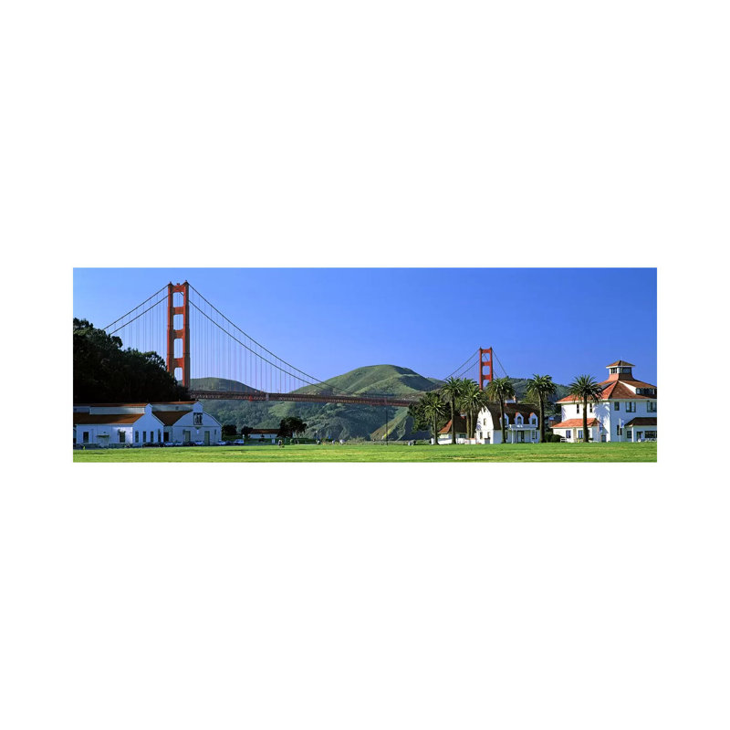 Bridge Viewed From A PArk, Golden Gate Bridge, Crissy Field - Wrapped Canvas Panoramic Print
