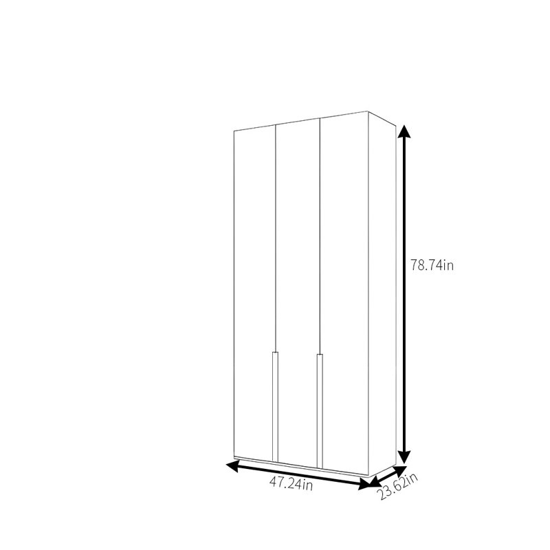 Garde-robe simple de couleur unie, H 78,74 po x l 47,24 po x P 23,62 po