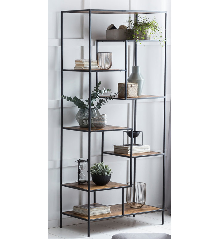 Lehoux 200cm H x 90cm W Iron Etagere Bookcase