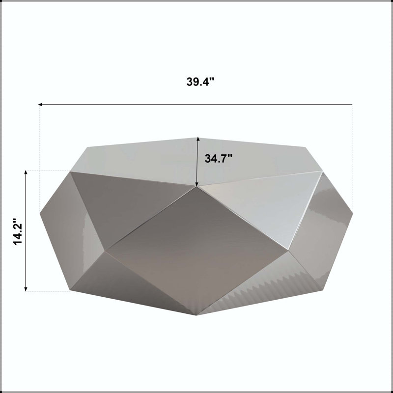 Table basse géométrique en acier inoxydable, Argent
