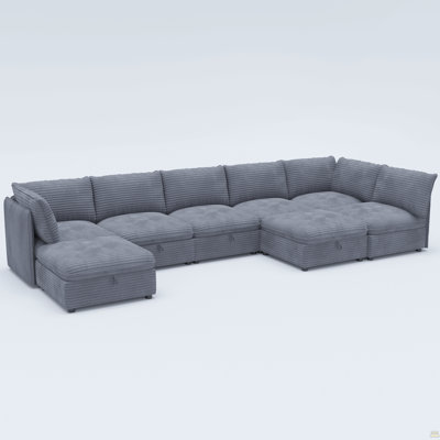 Modular Sectional Sofa, Convertible Sofa Seat With Storage, Sleeper Sectional Sofa Set, Fabric Flexible Modular Combinations for Living Room(8seats)