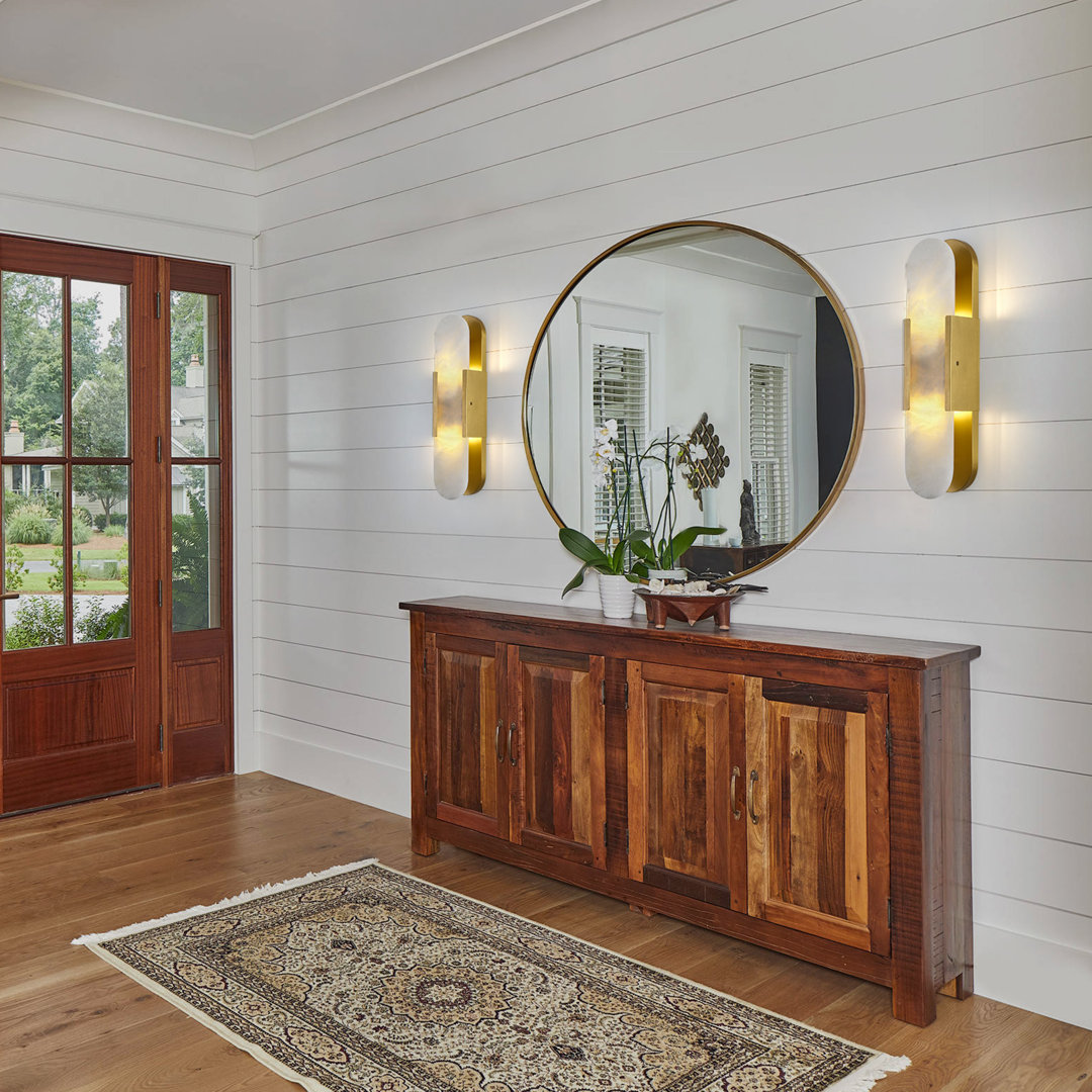 20" Dimmable Wall Mounted Sconce with Alabaster Shade (Set of 2) Everly Quinn 