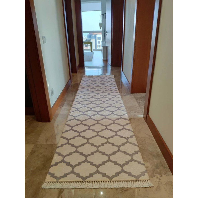 Tapis beige antidérapant en polyamide à imprimé numérique Firenze, Rectangle 5 pi 11 po x 16 pi 5 po