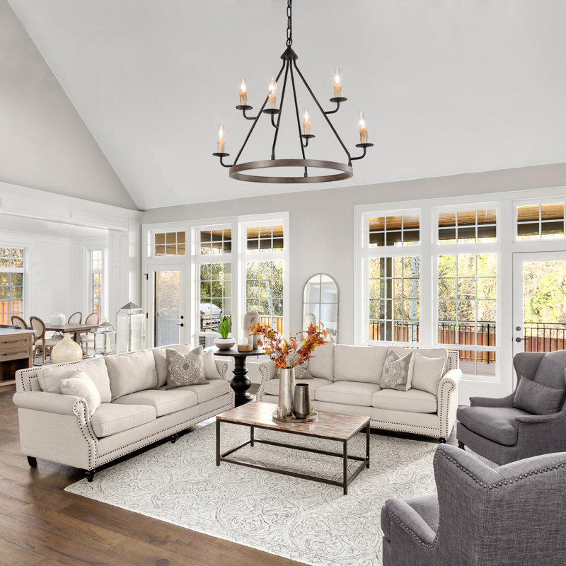 Setser 6 - Light Dimmable Wagon Wheel Chandelier