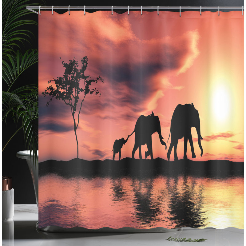 Shower Curtain with Hooks Included, 75"H x 69"W