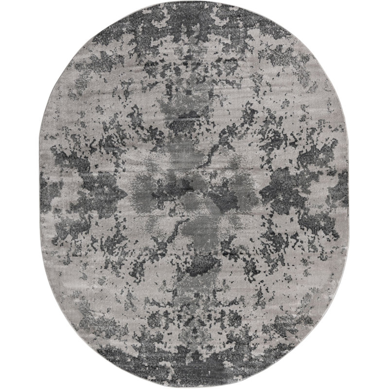 Tapis abstrait en pierre Fusaro, Ovale 7 pi 11 po x 10 pi