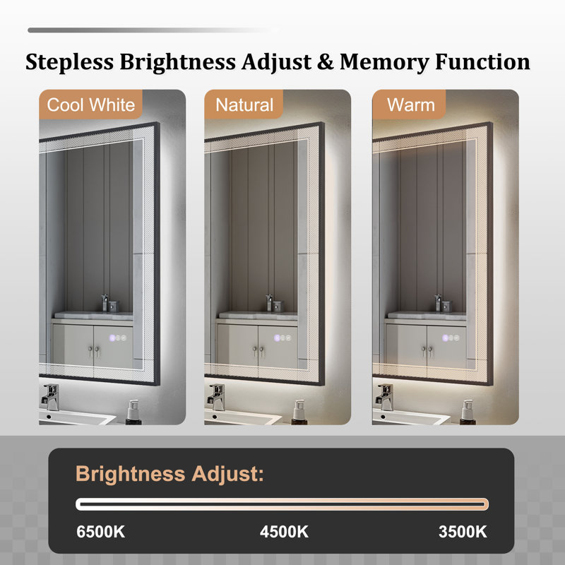 Front &back Led Anti-fog Tempered Glass Framed Vanity/bathroom Mirror, 32" x 24"