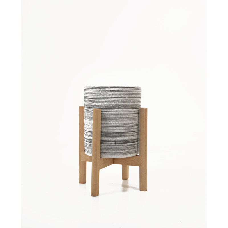 Pot de fleurs en bois, Gris / naturel, H 5,7 po x l 5,5 po x P 5,5 po