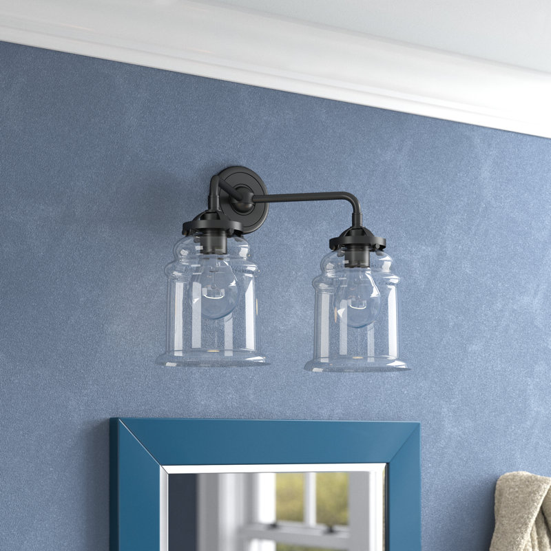 Éclairage pour meuble-lavabo à 2 lumières à intensité variable Alexandira, DEL, Transparent, Nickel poli noir