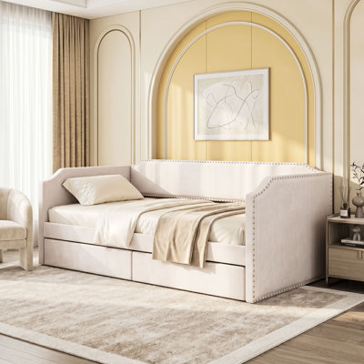 Twin Upholstered Daybed with Storage Drawers