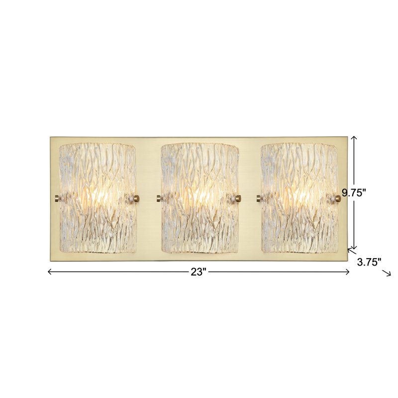 Morgan 3-Lt Bath/Vanity Light - Black, 3, 9.8"H x 23"W x 3.8"D, Satin Brass