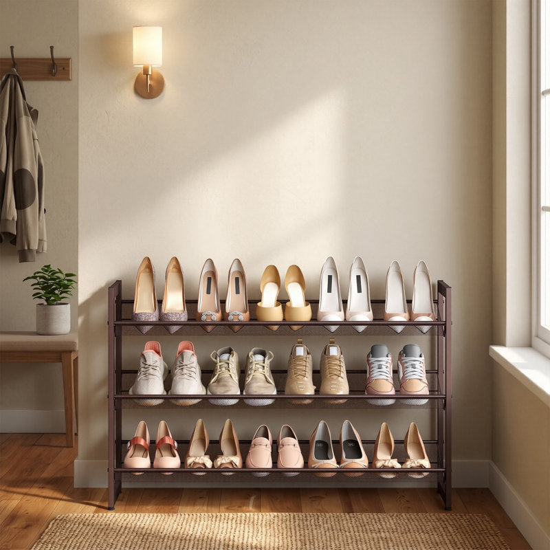 Range-chaussures en métal à 3 niveaux, Bronze