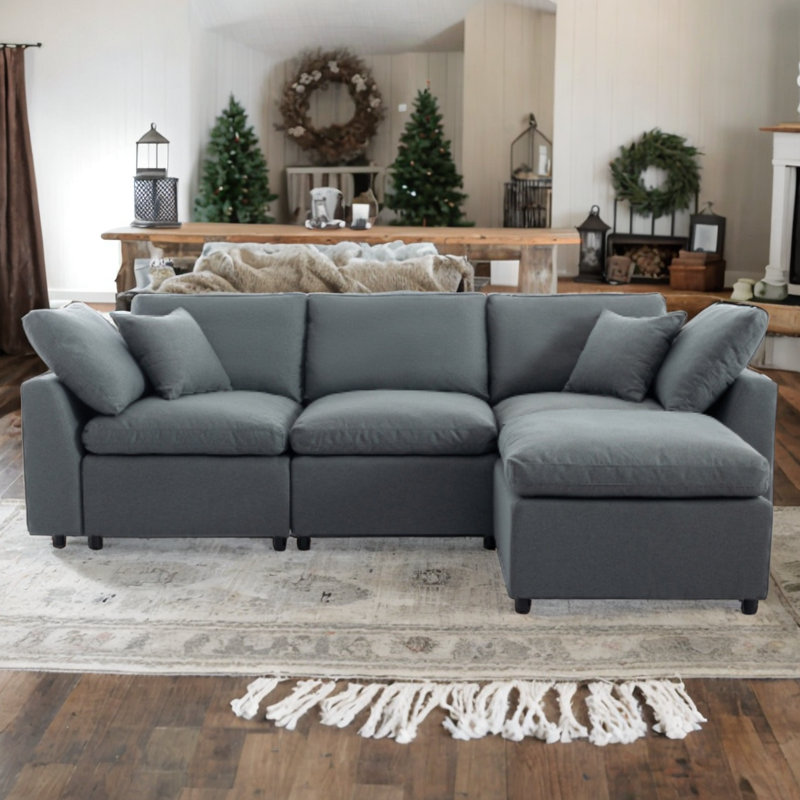 Kazimer Upholstered 104.3'' Sofa, Dark Gray