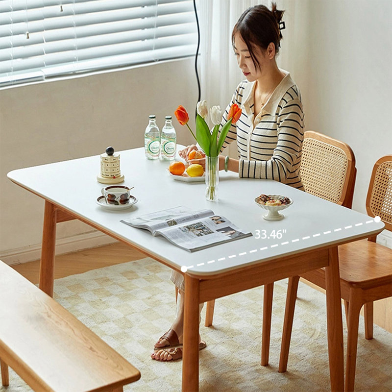Pierre rectangulaire blanche avec table de salle à manger solide pour la salle à manger / cuisine