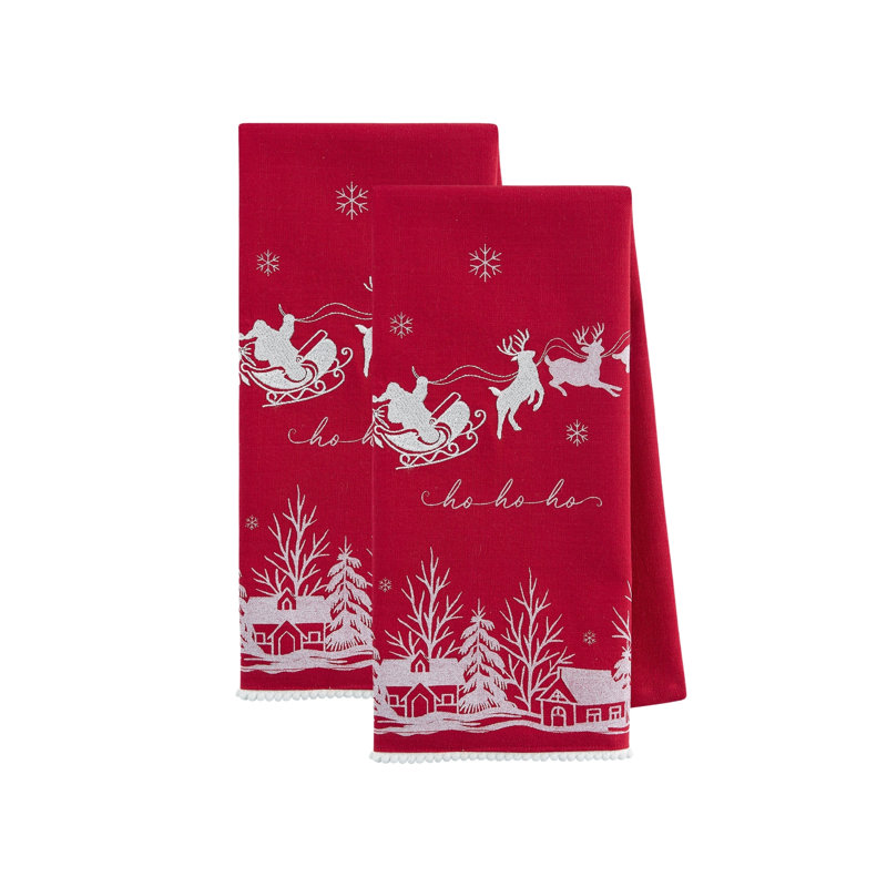 Santa's Sleigh Embellished Dishtowel Set/2