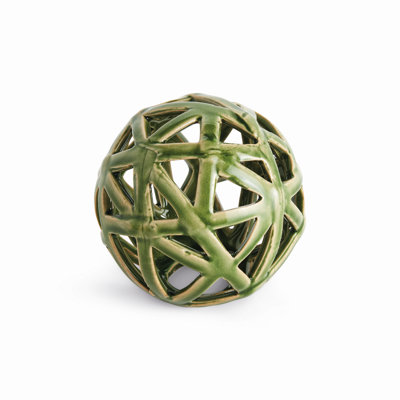 Latice Ceramic Open-Strip Orb with Reactive Glaze in Green Medium