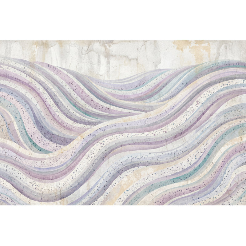 Papier peint abstrait vagues abstraites lavande pastel amovible, 140 po x 108 po, Texturé non collé