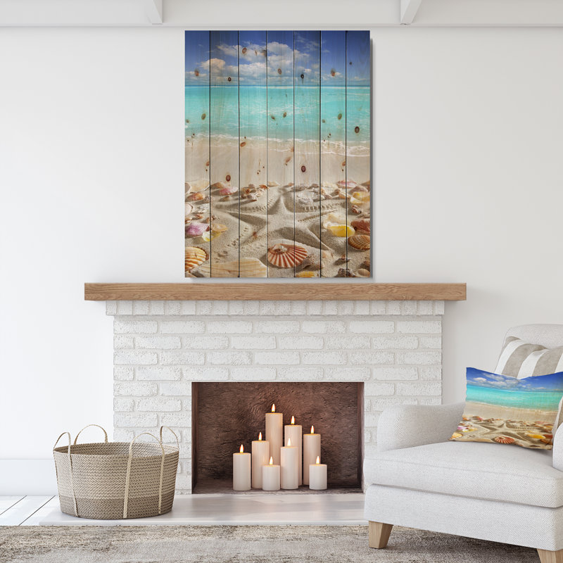 Étoile de mer plage des Caraïbes - impression, H 20 po x l 15 po x P 1 po, Bois