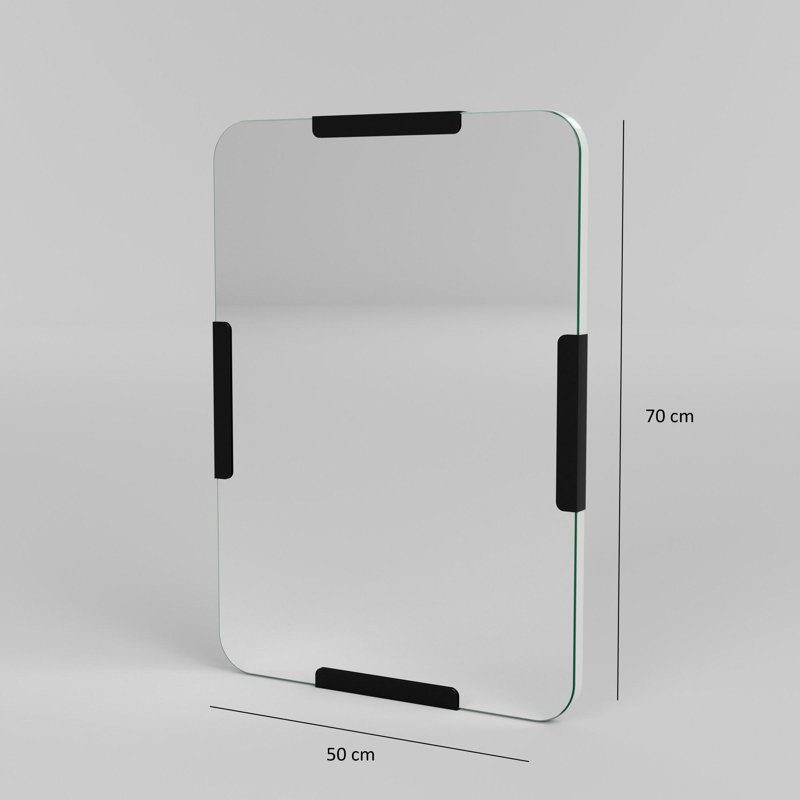Miroir mural moderne en métal noir, 19,7 po x 27,6 po | Fabrication 100% durable en métal, conception murale facile | Élégante couleur unie pour un décor contemporain, parfaite pour le salon, la salle de bain et le vestibule