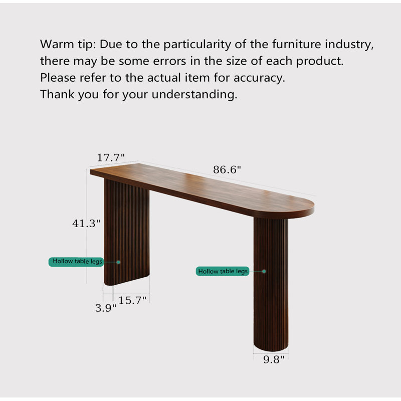 Table de bar à colonnes romaine Modern, H 41,34 po x L 86,61 po x l 17,72 po