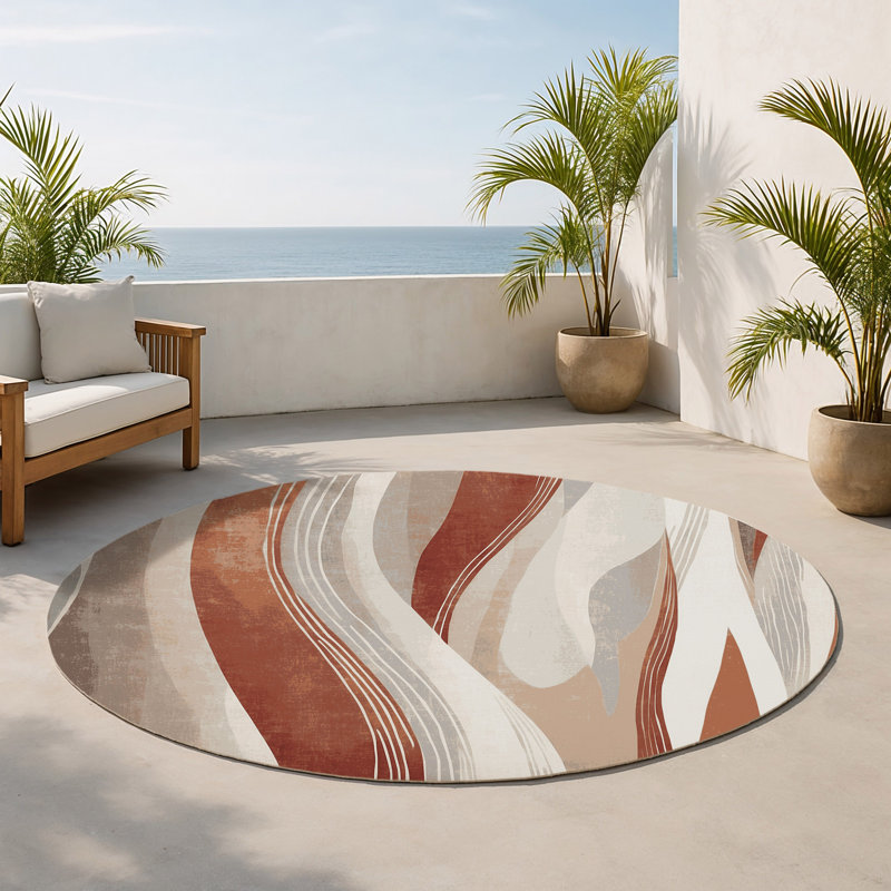 Tapis d'intérieur et d'extérieur Blush Horizons, Rond 5 pi