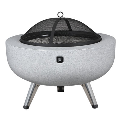 Foyer de table rond 25,6 po avec pieds pliables et couvercle, foyer au bois pour barbecue