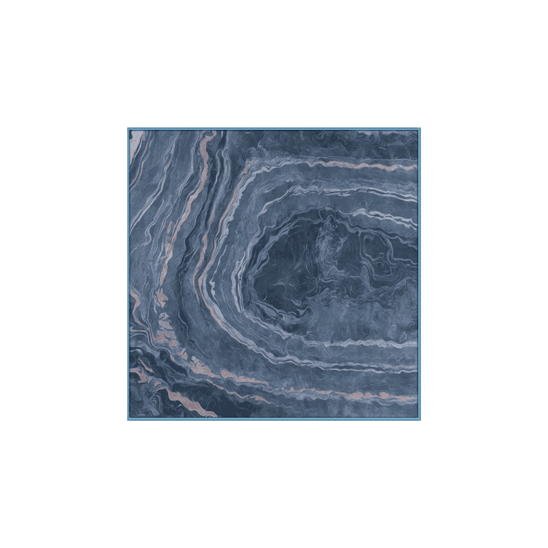 Machine Washable Blue Area Rug, Square 7'