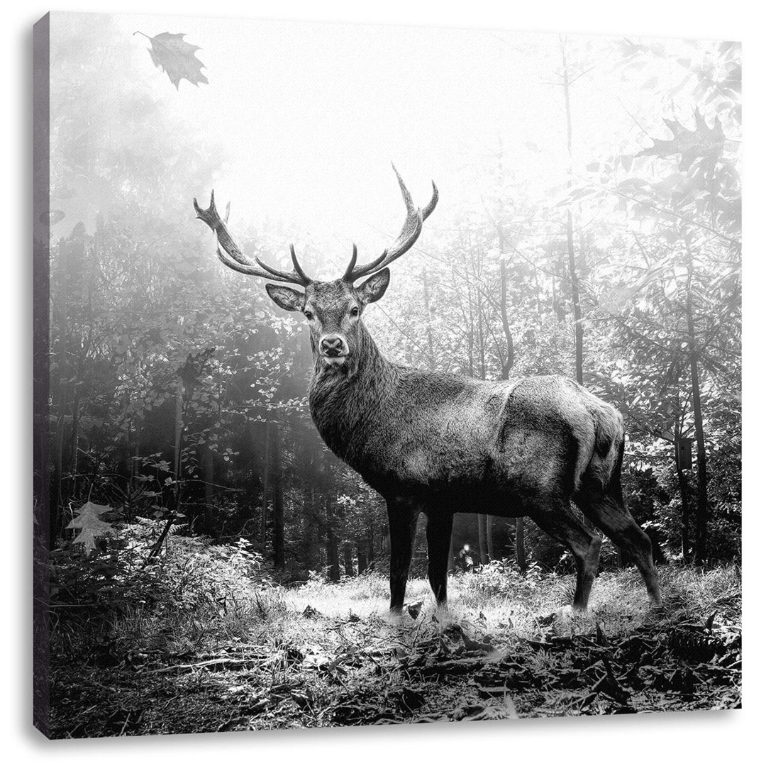 Fotodruck Rehe im Wald mit fallenden BlÃ¤ttern