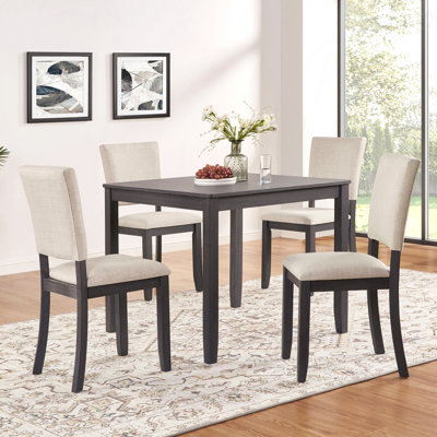 5-Piece Modern Dining Set: Wooden Table & 4 Chairs, Seats 4