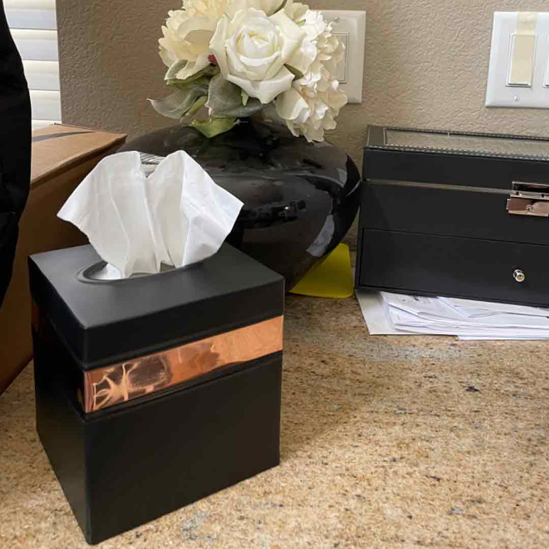 Handcrafted Metal 2-Tone Tissue Box Cover Monarch Abode 