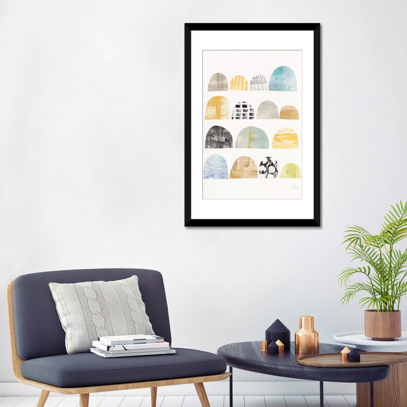 «Mod Neutrals IV», reproduction sur toile, H 32 po x l 24 po x P 1 po, Papier d'art encadré noir, Blanc