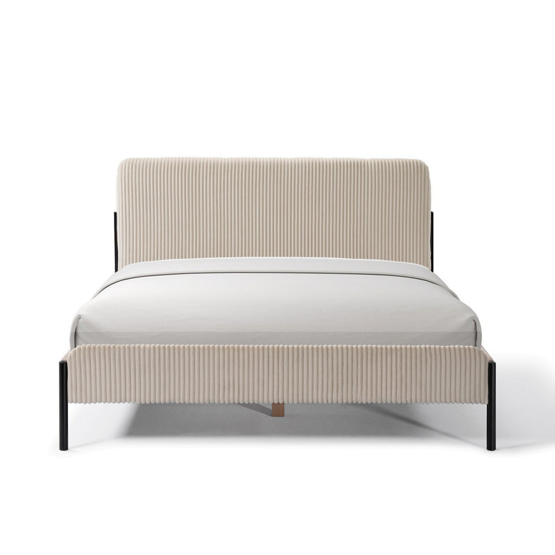 Lit rembourré avec pieds en métal, Crème
