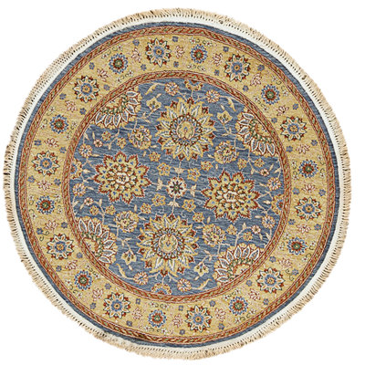 High-Quality Hand-Knotted Blue And Gold Area Rug