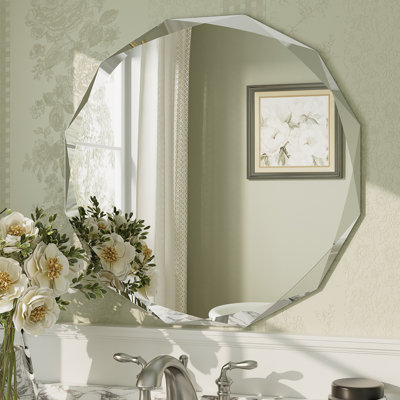 Aevar Tempered Glass and Beveled French Cleat Mounted Wall Mirror