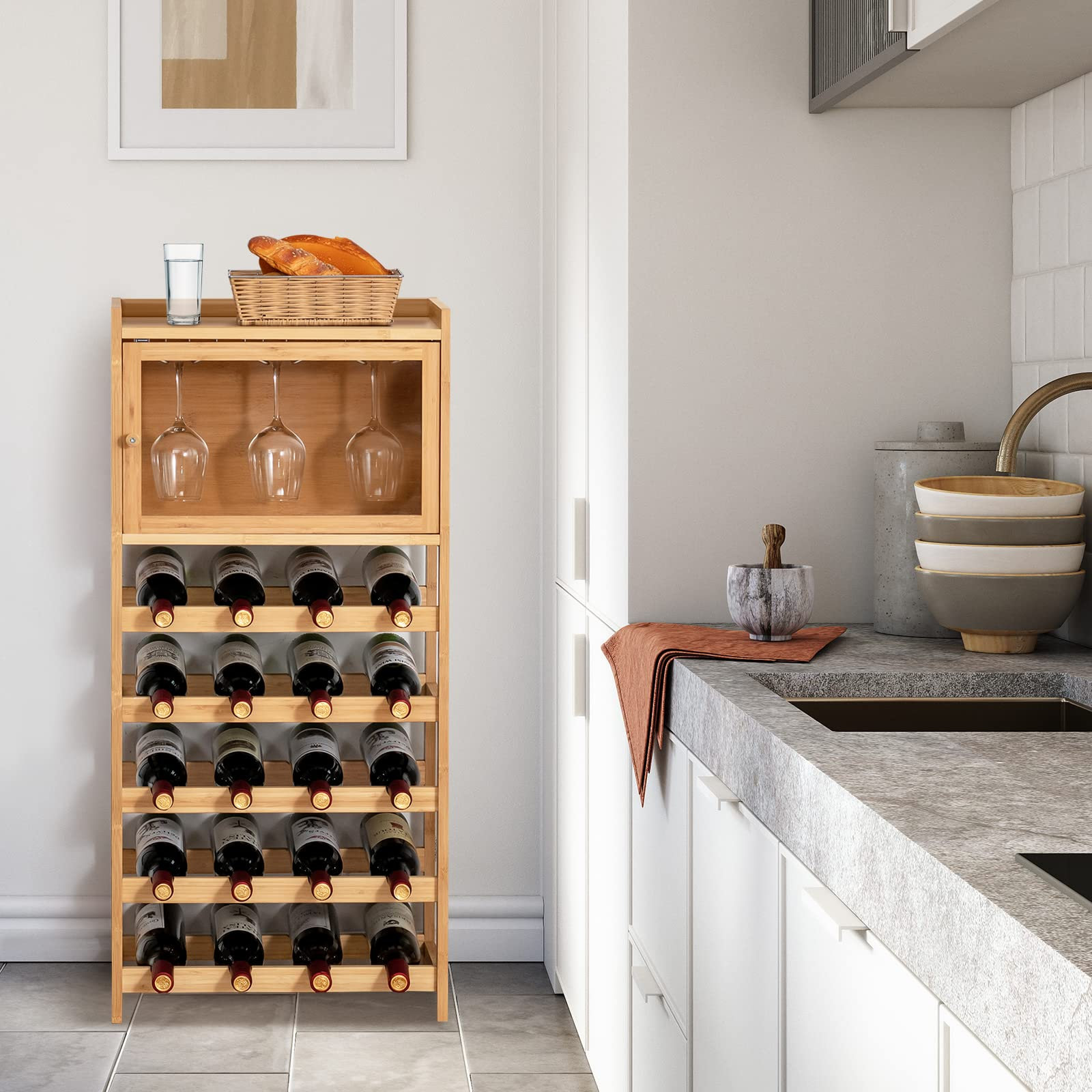 Latitude Run® Kehrli 20 Bottle Floor Wine Bottle Rack Natural | Wayfair