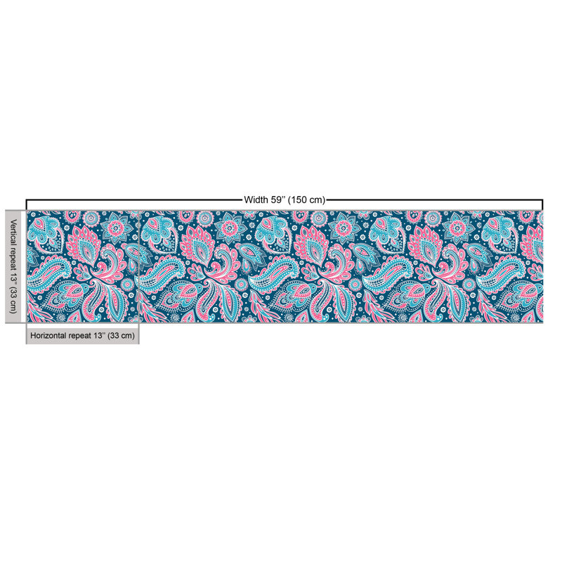 Chicklis Bohemian Persian Paisley Leaves Floral Folk Design Multi-Purpose Fabric