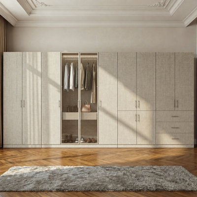 77.1'' H Linen-textured Armoire