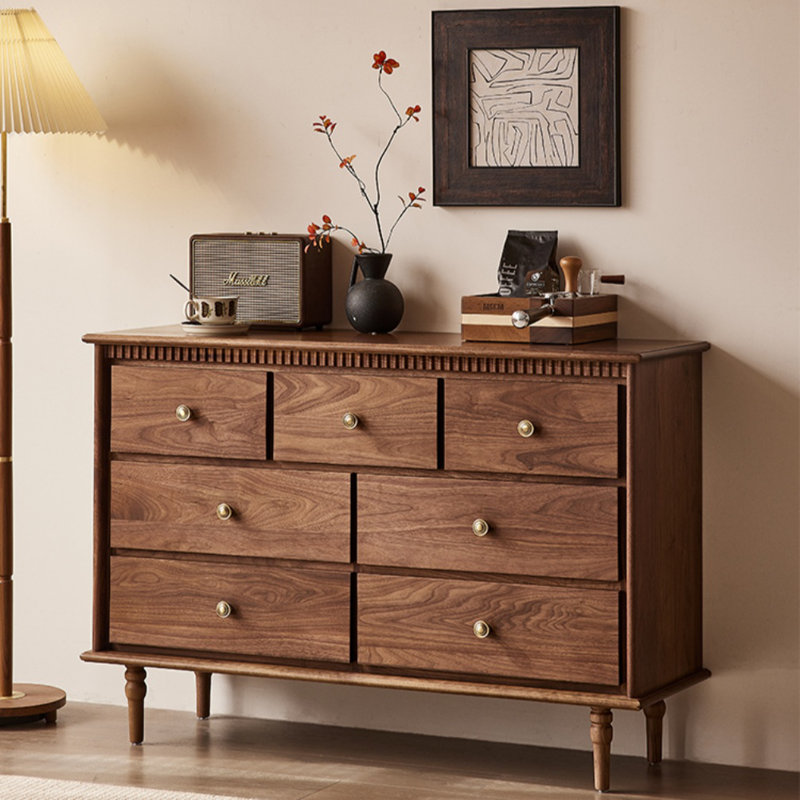 Commode d'appoint style rétro en noyer noir