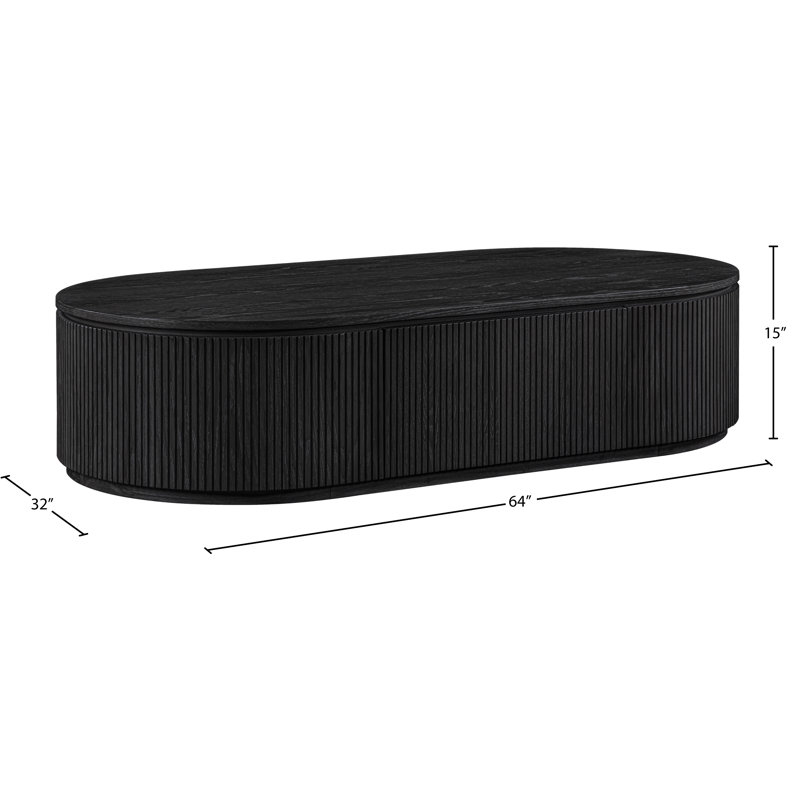 Table basse Gholson, H 15 po x L 64 po x l 32 po, Noir, noir, noir, noir