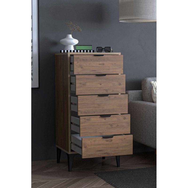 Commode scandinave moderne, finition pin atlas, 39,4 po x 41,3 po x 15,7 po | 100% panneau de particules enduit de mélamine, épaisseur: 0,7 pouce | Poignées en métal élégantes | Parfait pour le rangement et l'organisation de la chambre à coucher