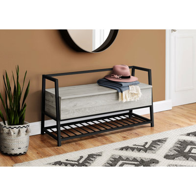 Heberling Bench, Entryway, Hallway, Storage, 42" Rectangular, Metal, Laminate, Contemporary