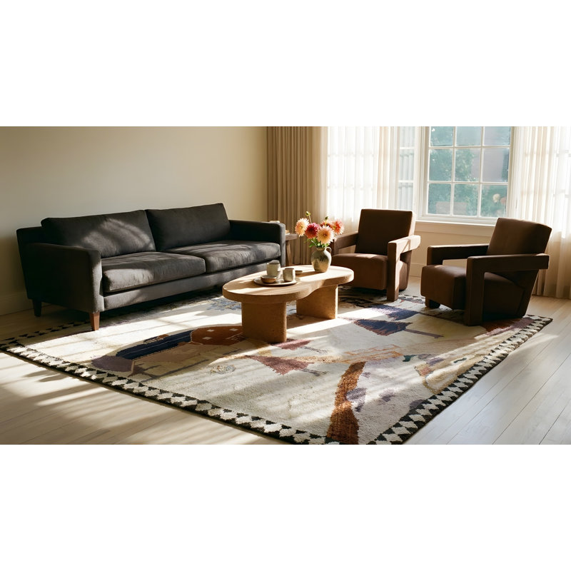 Tapis ivoire antique en coton antique