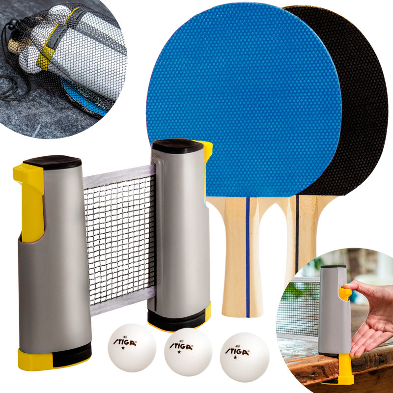 STIGA Anywhere Retractable Net Set - Includes 2 Paddles + 3 Ping Pong Balls