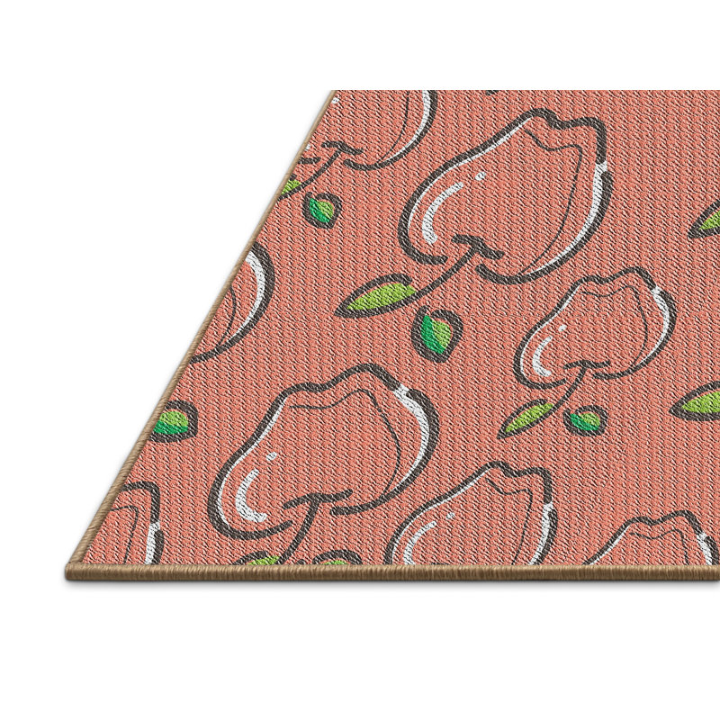 Tapis orange/vert à motifs, Rectangle 2 pi x 5 pi