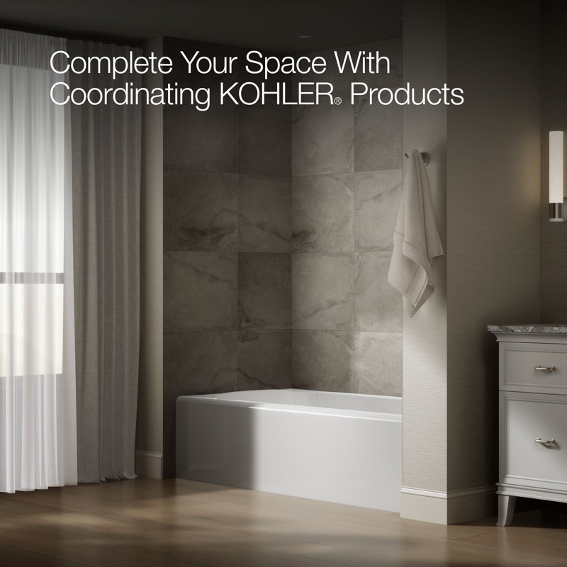 Avec 72 In. X 36 In. Alcove Bath, Left Drain, White, Right