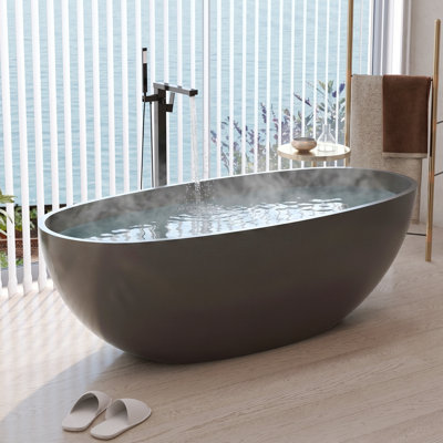 Baignoire de trempage autoportante 65,2 pouces avec drain