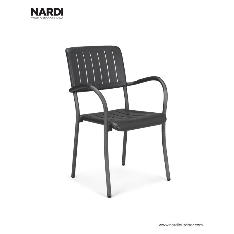 Ooper Stacking Patio Dining Armchair with Cushion, Antracite